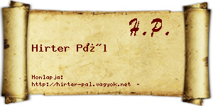 Hirter Pál névjegykártya